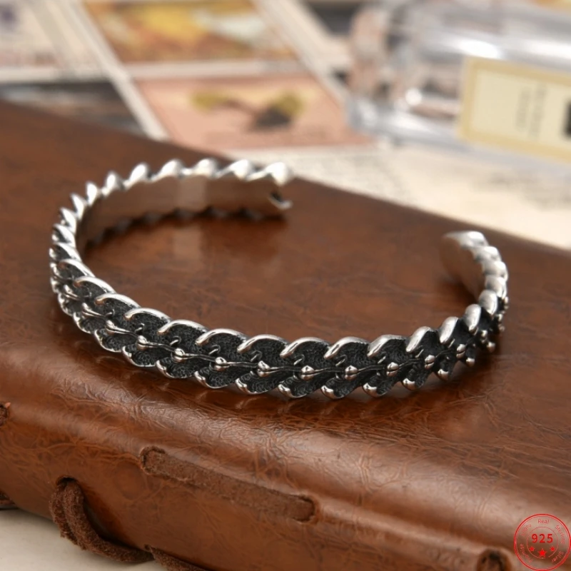 S925 Sterling Silver Bracelets for Women Men New Fashion Hip Hop Dragon Skeleton Vintage Style Bangle Punk Jewelry Wholesale