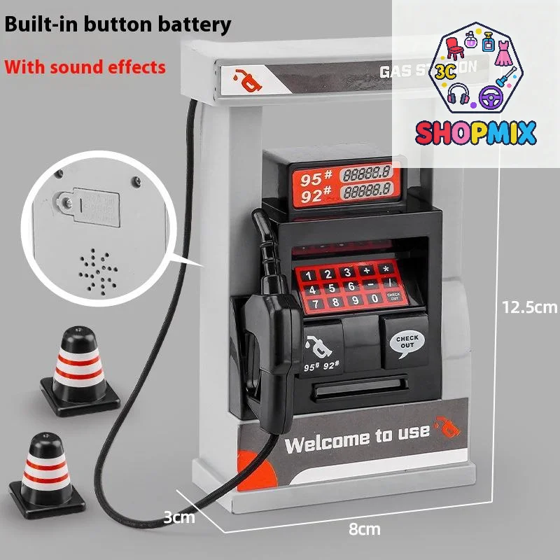 1 Set Realistic Miniature Model Playset With Roadblocks Interactive Educational Toy DIY Simulation Gas Station Toys