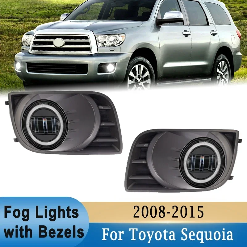 LED Fog Lights For Toyota Sequoia 2008-2015 Fron Bumper LED Headlights Fog Lamp Cover Frame DRL Driving Lights Auto Lamps