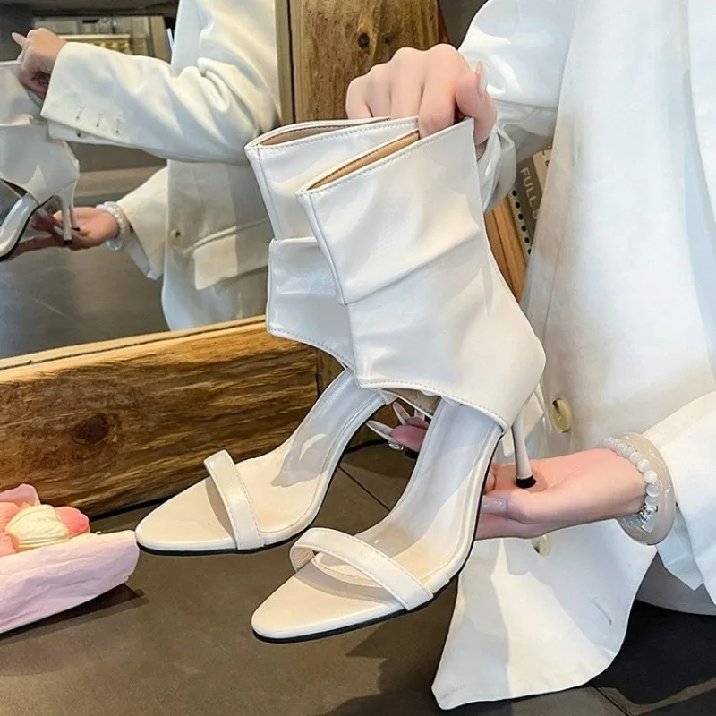 NEW Spring Summer Design Sexy Open Toe Hollow Out Thin Heel Cool Boots Sandals Fashion Concise Party Dress Shoes