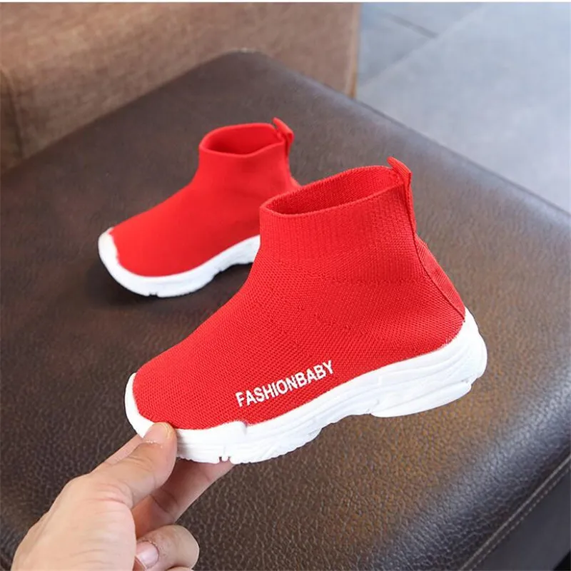 Children Knit Sock Shoes Girls Sock Boots 2022 Kids Spring Autumn Soft Non-slip High Top Casual Sneakers Baby Boys Sports Shoes