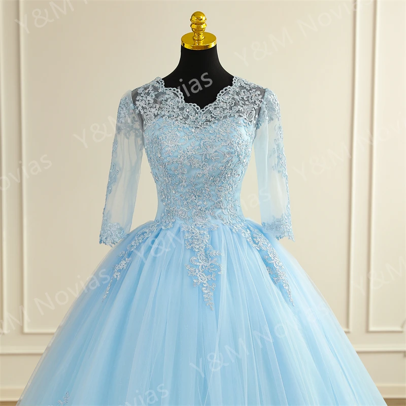 Customized any Color Long Sleeve V Neck Classic Wedding Dress 2026 Lace Vintage For Bridal Modest Wedding Bride Ball Gown