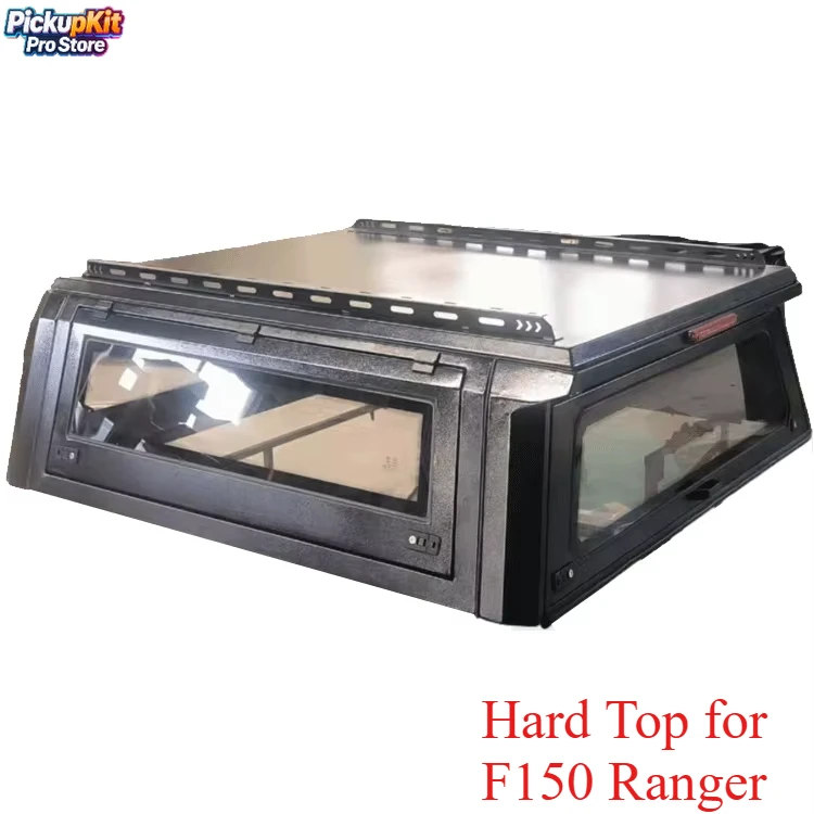 

Custom Aluminum Alloy Waterproof Hardtop Truck Canopy Hinged Lift-Up No-Drill Installation Locking for F150 Ranger