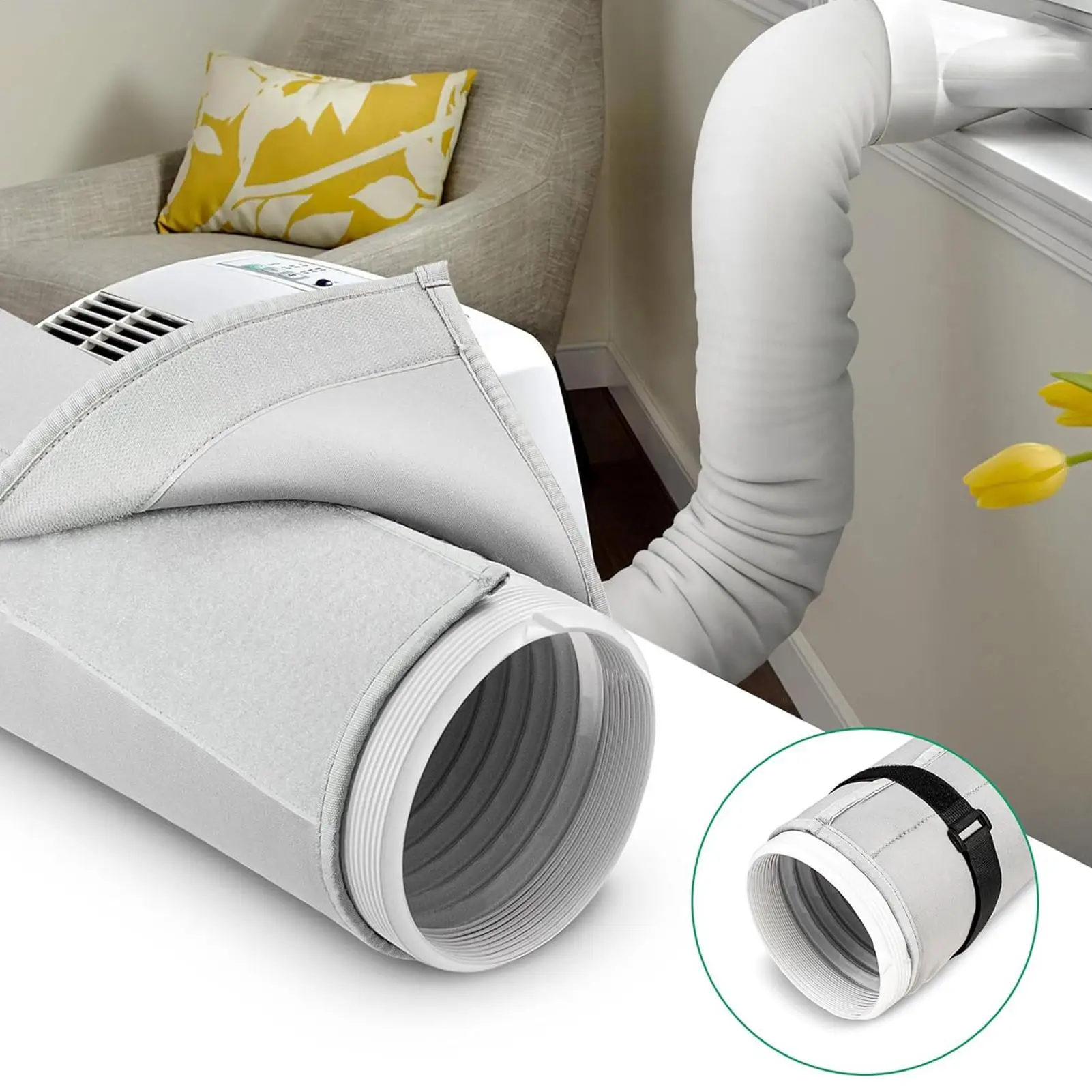 Upgrade Air Conditioner Tube Protective Sleeve with 2 Adjustable Straps Portable AC Hose Pipe Insulation Cover For Hot Summer