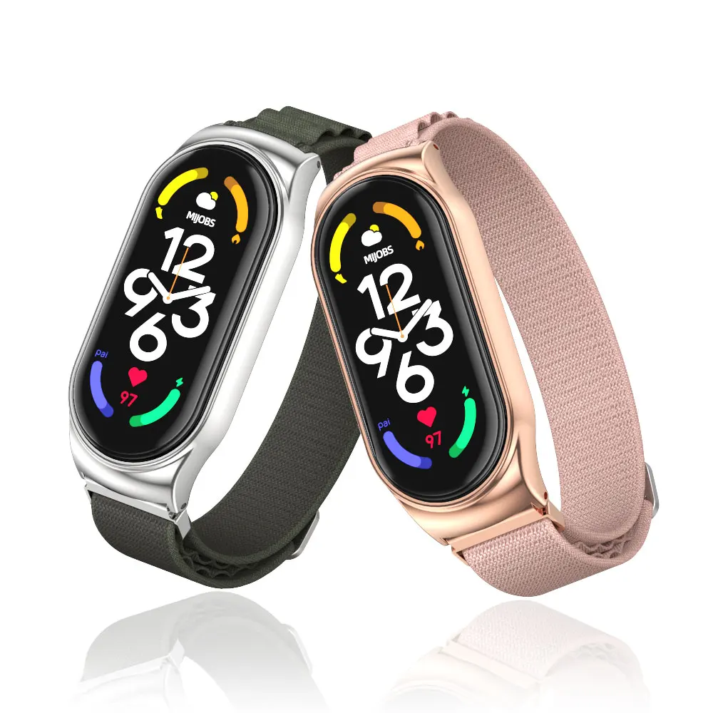 ไนลอนสำหรับ Xiaomi Mi Band 7 6 5 4 3สร้อยข้อมือ Pulsera Correa สาย Miband 7สร้อยข้อมือสายรัดข้อมือ loop Mi Band 7
