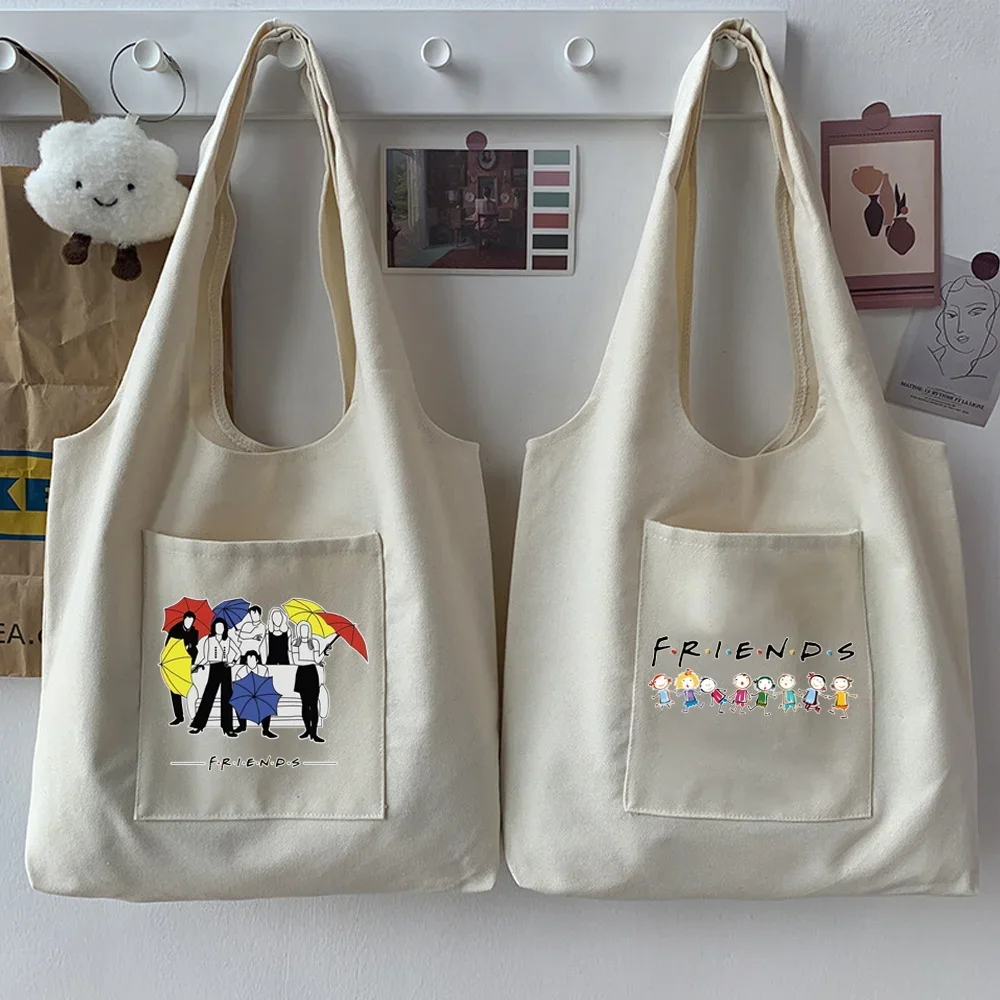 Open-top Canvas Tote Bag with Easy-access Front Patch Pocket, Storage Bag for Keys, Earbuds and Lipsticks