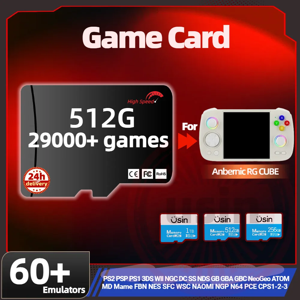 Game TF Card For Anbernic RG CUBE All Emulator Pre-install Retro Games More PS2 PSP portable Handheld High Speed Memory 1Tb 512G