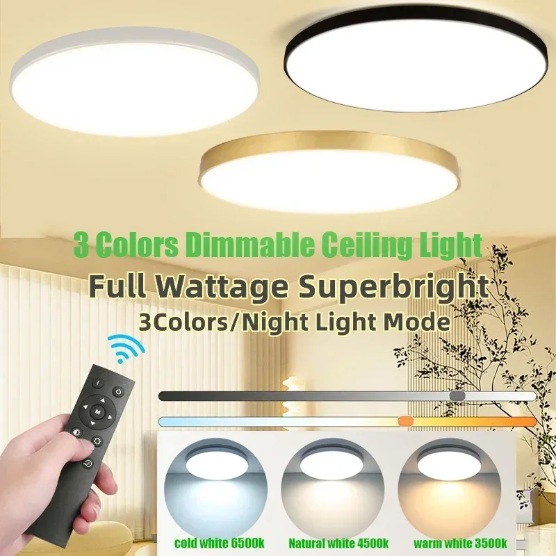 

Modern LED Ceiling Light 220V LED Lights Living Room Lighting Three-Color Dimming Lighting Remote Control Ceiling Lamp Ceiling