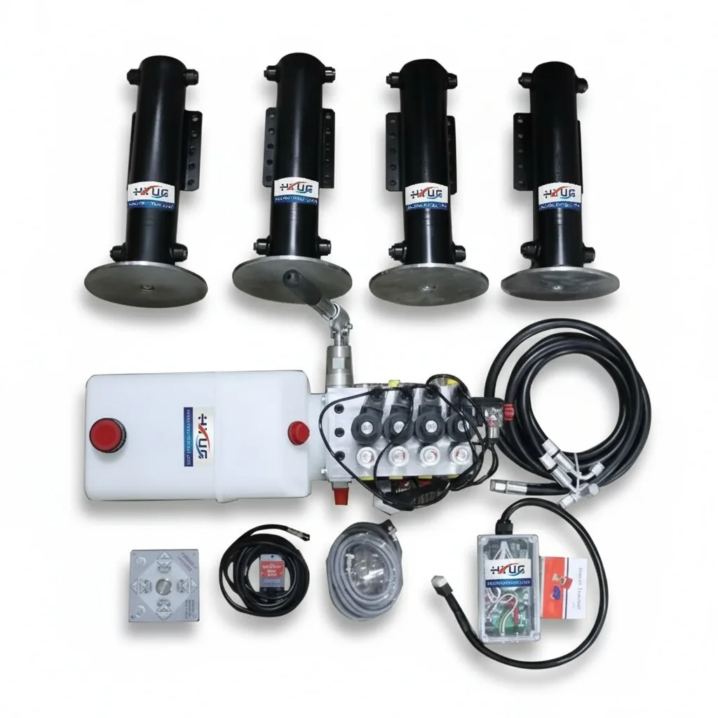 4Pcs RV Hydraulic Jacks, 5-20 Ton Steel Auto Leveling System, Heavy Duty Stabilizer Legs fit for Caravan Motorhome Ford Transit