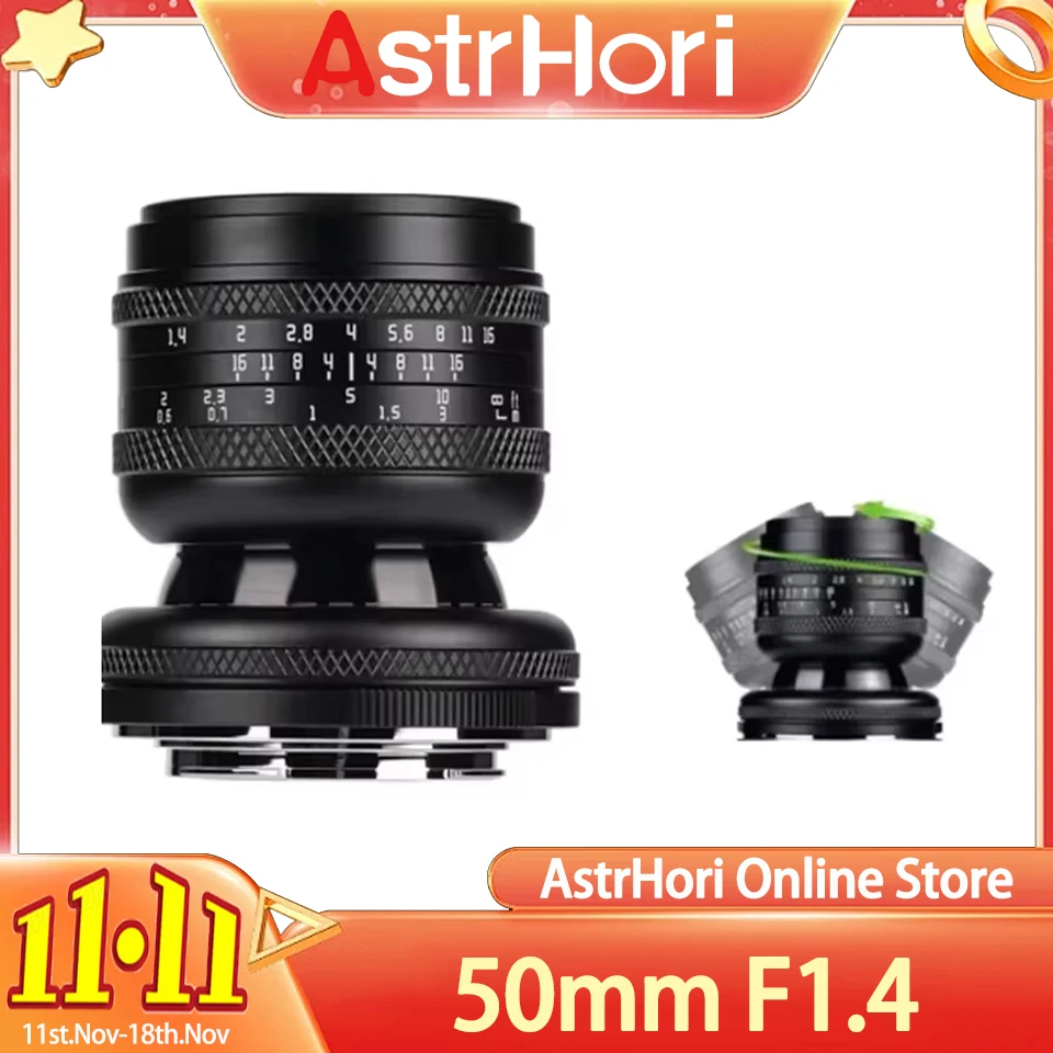 AstrHori 50mm F1.4 Full Frame Manual Focus Lightweight Design Tilt-Shift Focus Lens for Nikon Z/Canon RF/Fujifilm X/Sony E