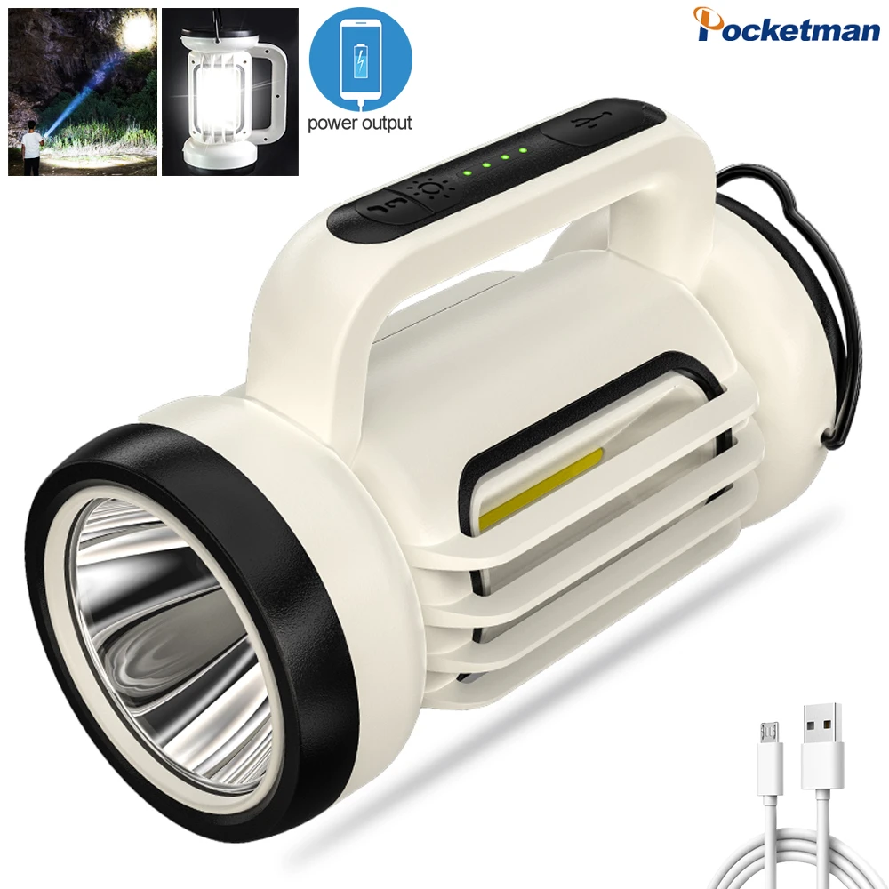 

LED Portable Handlamp USB Rechargeable Tent Lantern Camping Working Waterproof Searchlight Outdoor Lighting Handheld Flashlight