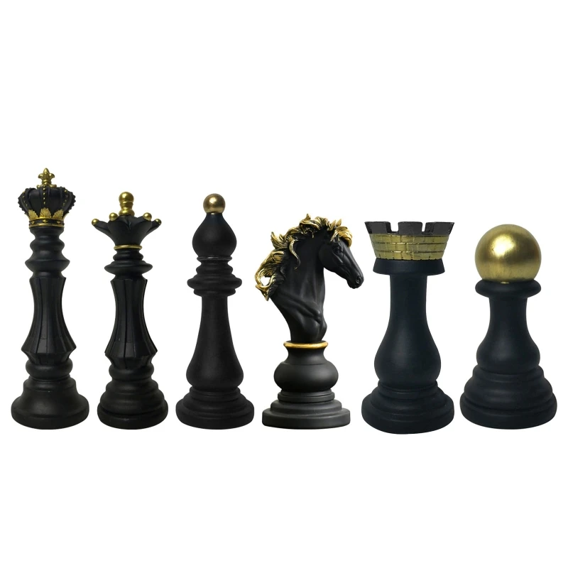 Chess Statue Decor Desktop Ornaments Art Figurines Office Study Chessmen Sculpture Home Decors Garden Decor Miniatures Dropship