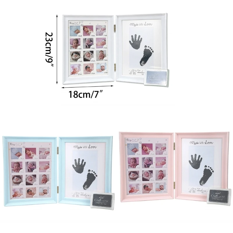 Foldable Picture Frame for Baby Growth Moment Record Handprint Display Photo Frame Nursery Room Decor Mothers Day Gift 1560