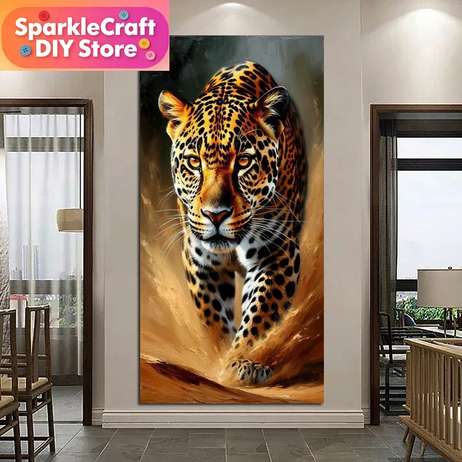 1pc frameless Leopard Large Size New Diy Diamond Arts Painting Kits Wild Animals Full Square Round Drill Mosaic Embroidery Pictu