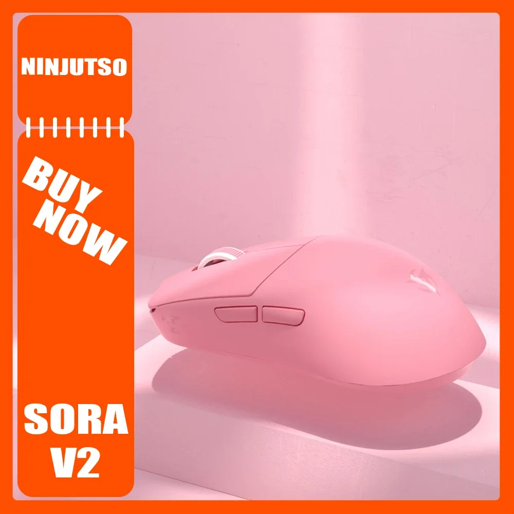 

Ninjutso Sora V2 Mouse Wireless 8k Dual Mode PAW3395 Gaming Mouse Pink Lightweight E-Sports Gaming Mouse Gifts PC Accessories