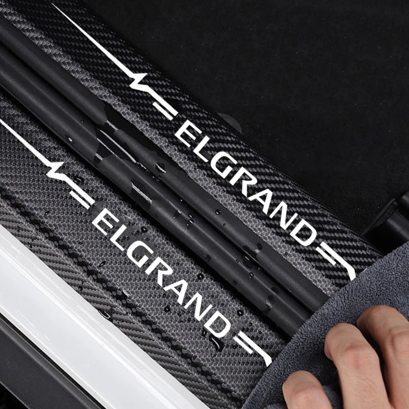 for Nissan Elgrand Badge Car Door Threshold Sill Stickers Protector Scratch Scuff Plate Sill Decals Flim Interior Decoration