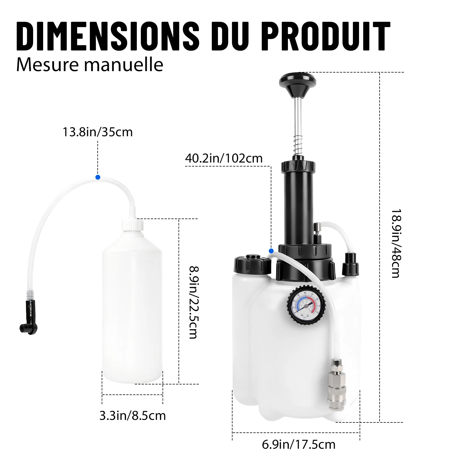 Kit de purge de liquide de frein et d'embrayage sous pression pour voiture, avec extracteur et bouteille de remplissage 3L, pour modèles européens, entretien de véhicules