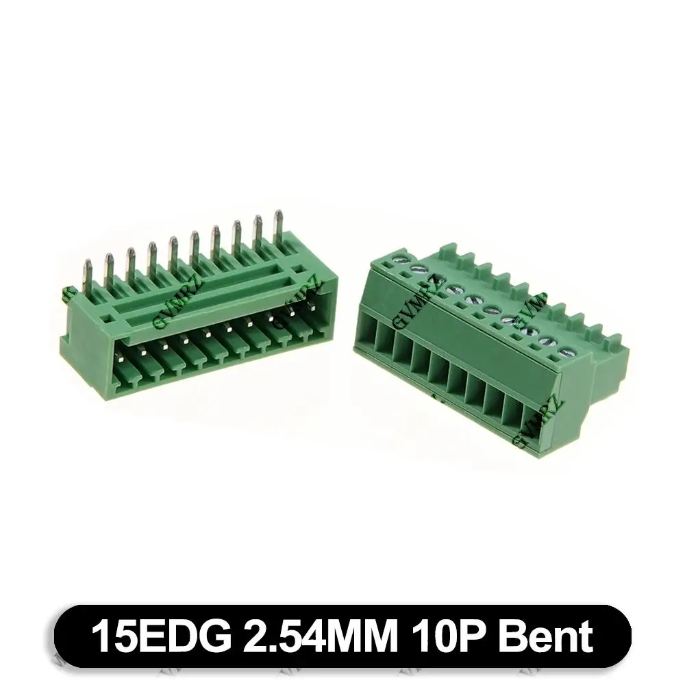 5Set 15EDG 2.54mm PCB Seal Screw Terminal Block 2 ~ 12 Pin KF15EDG Female Socket Pin Header Wire Connector  +2.54 Male Plug 10P