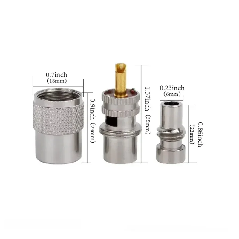 PL259 UHF Male Connector Low Loss for LMR-400 RG8 RG59 RG60 Coaxial Cable RF Adapter