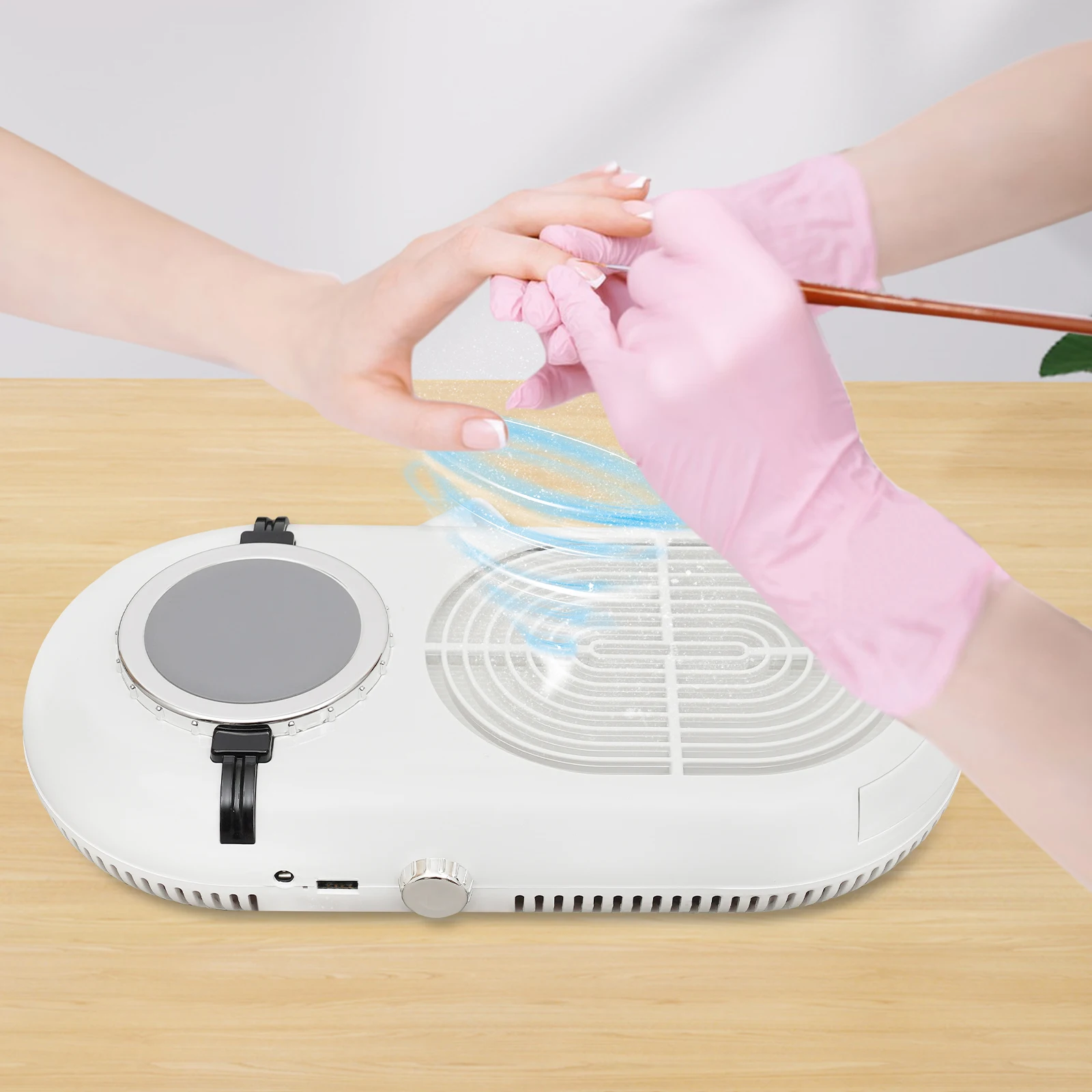 

Nail Dust Collector Adjustable Speed Vacuum Cleaner Desktop USB Fragrance White UV-N2 for Nail Salon