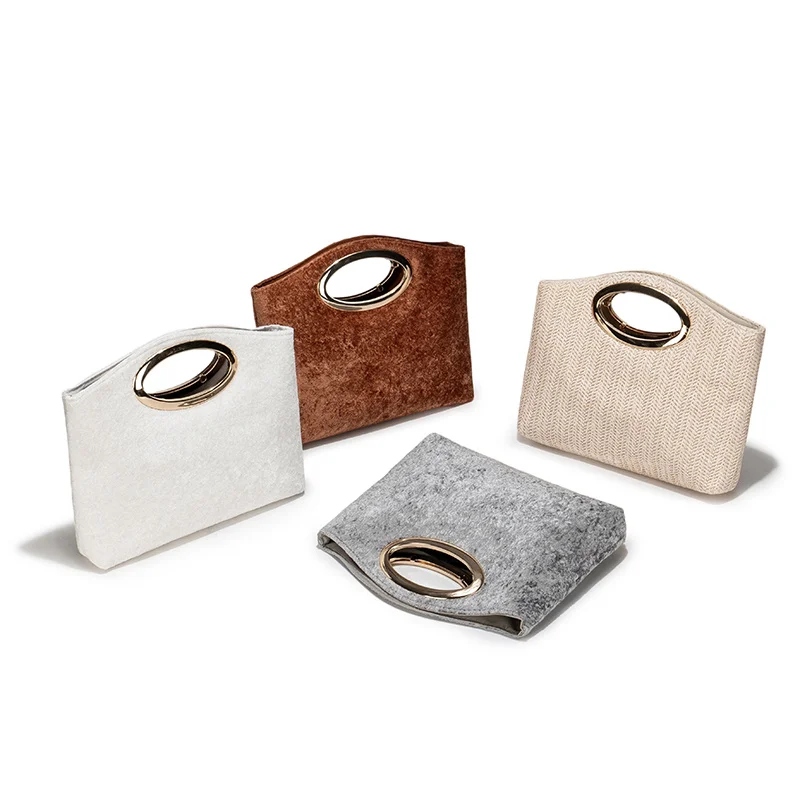 

High quality fashionable women's clutch bag versatile exquisite simple handbag solid color ring handle bucket bag