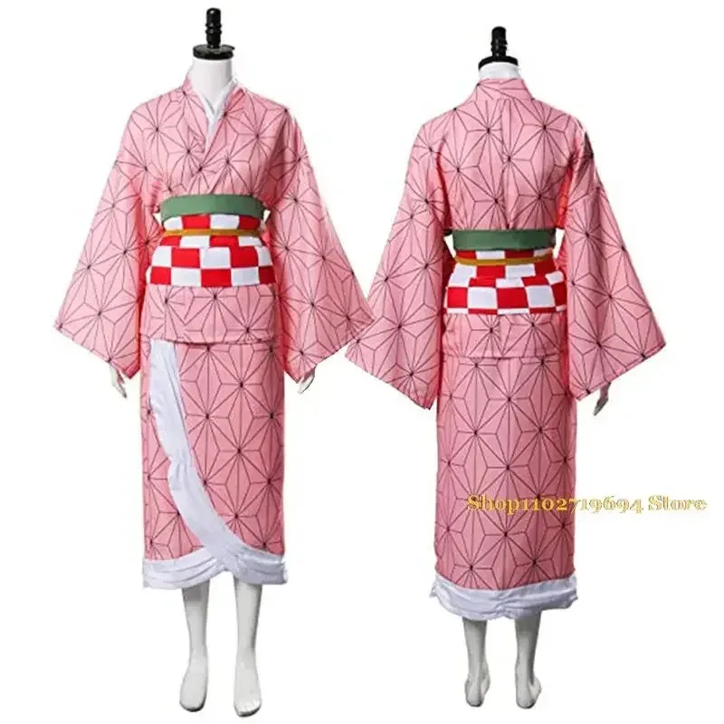 Bear's Den Demon Slayer Kamado Nezuko Cosplay Costume Anime Kimetsu No Yaiba Uniform Adult Kids Hallowe New 2025
