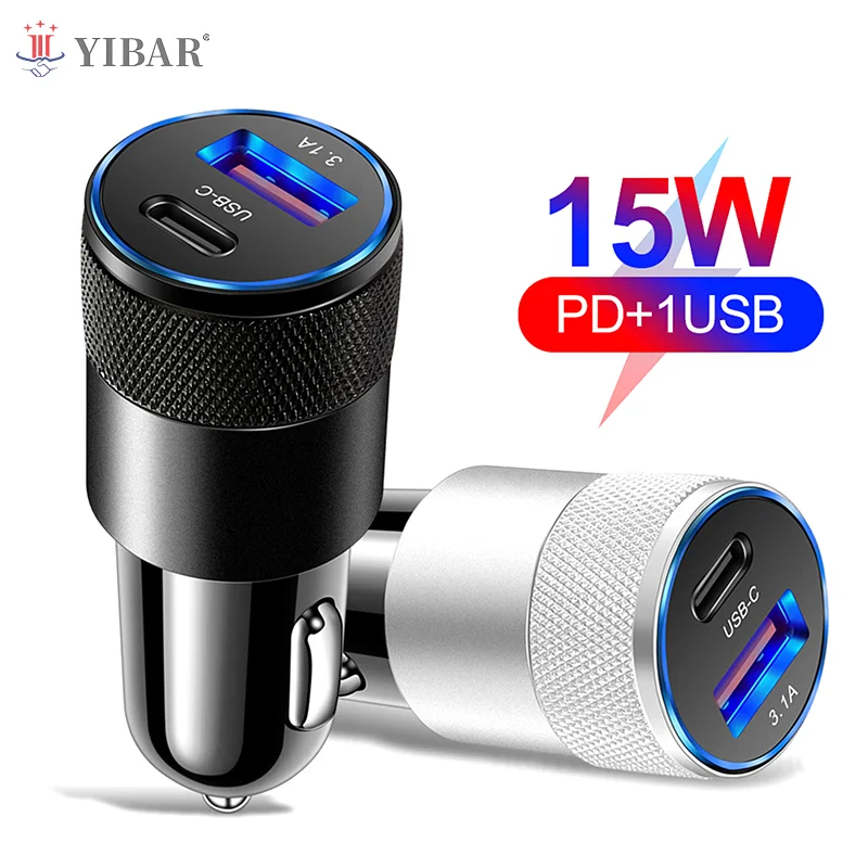 

15W USB Car Charger Type C Fast Charging Phone Adapter For Xiaomi Huawei PD Phone Charger Car Adapter Socket Cigarette Lighter