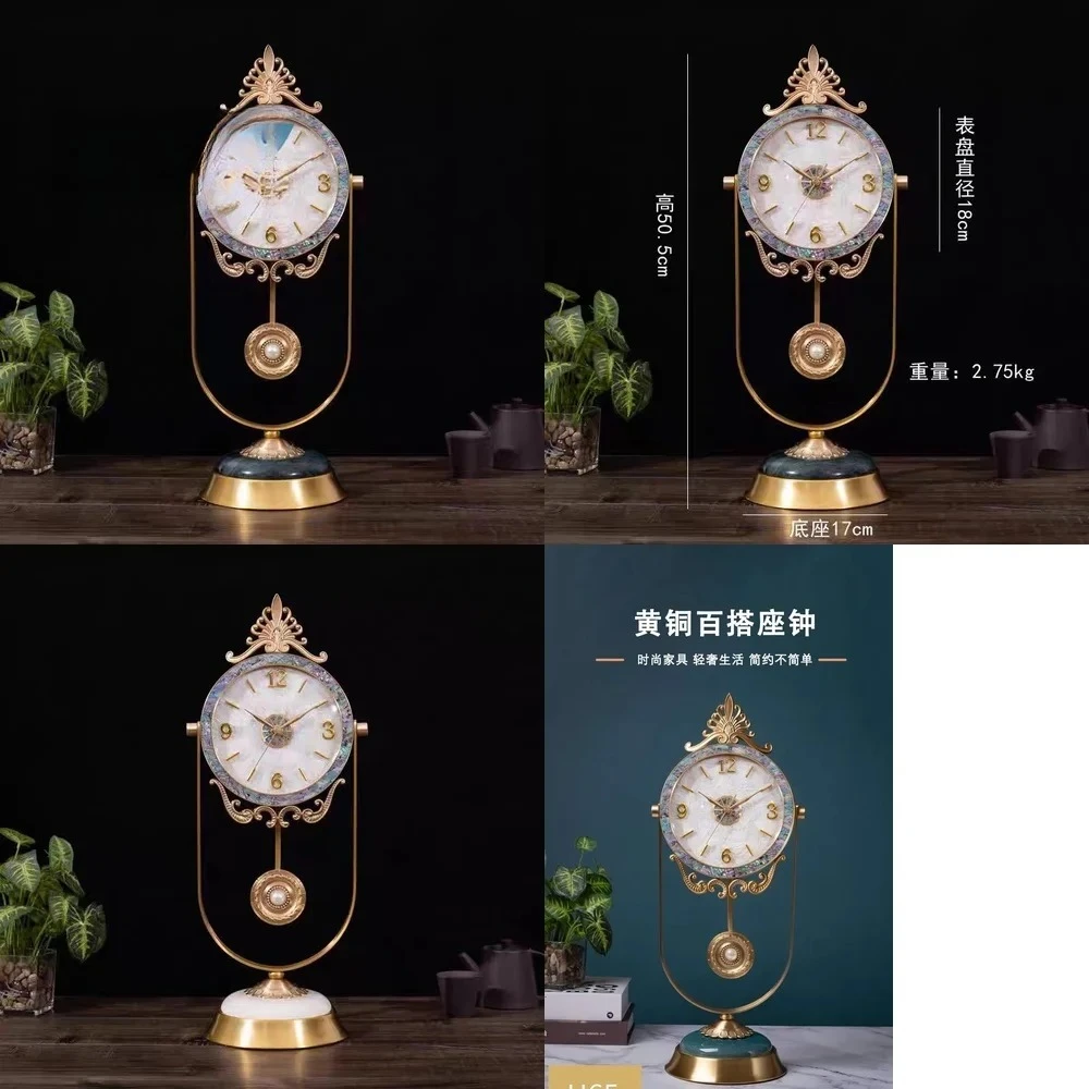 Elegant Brass Wall Clock for Modern Living Room Office Decor Silent Quartz Desk Clock Minimalist Home Decoration Timepiece