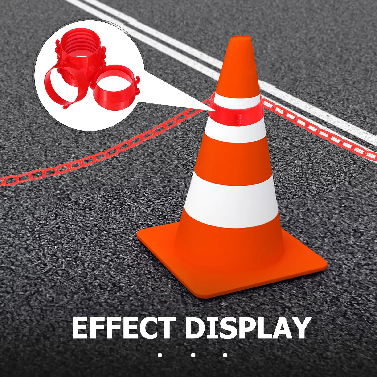 

10pcs Traffic Cone Collar Cone Chain Connector Plastic Ring Hook Safety Barrier Link Parking Construction Road Delineator supply