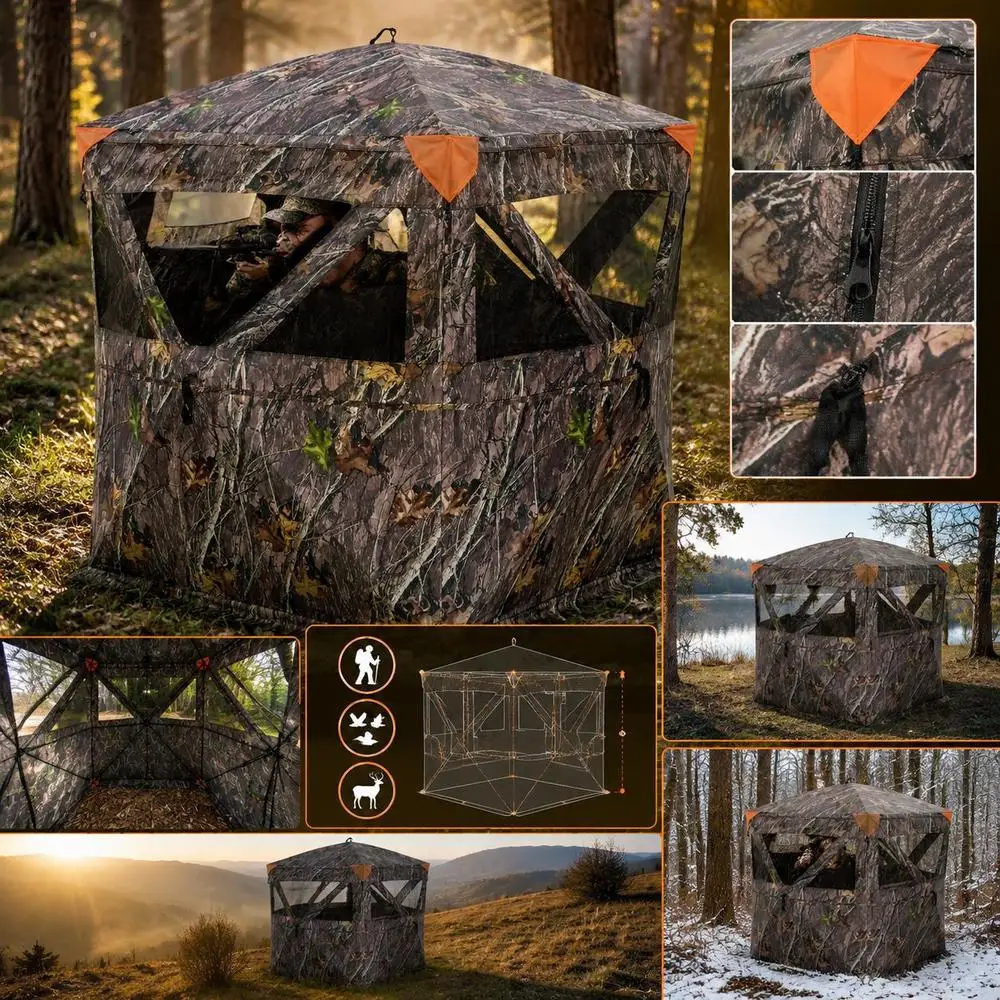 Abri de chasse 270 °   Panneau de base transparent 148x148x170cm