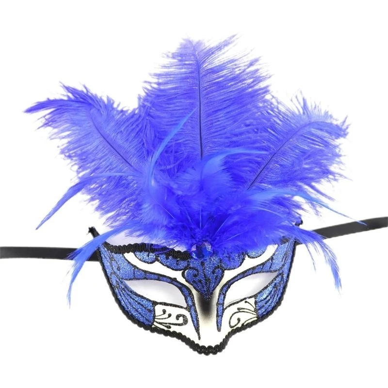

Y5GC Feathered Cosplay Mask Masquerade Decoration Mask for Women Men Halloween Mask