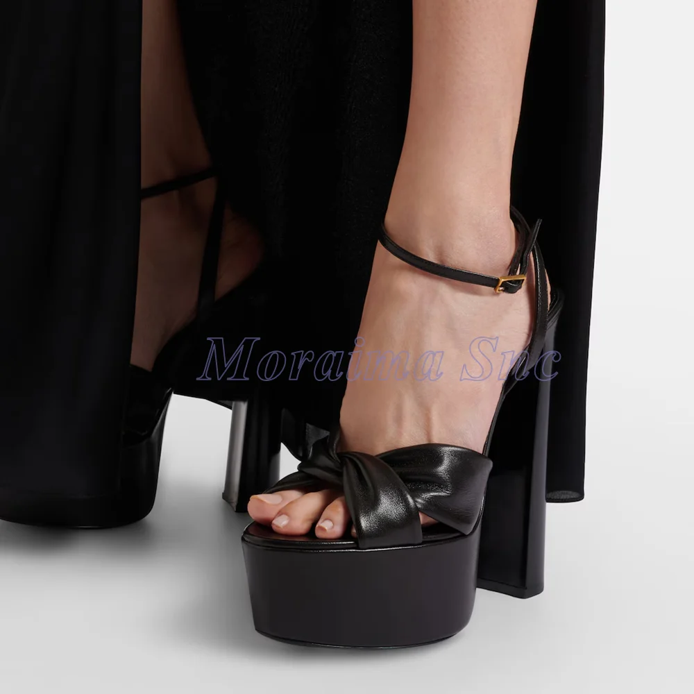 

Сексуальные женские туфли на платформе с перекрестными ремешками, круглым открытым носком, квадратным высоким каблуком и ремешком на щиколотке с пряжкой, для банкетов и вечеринок