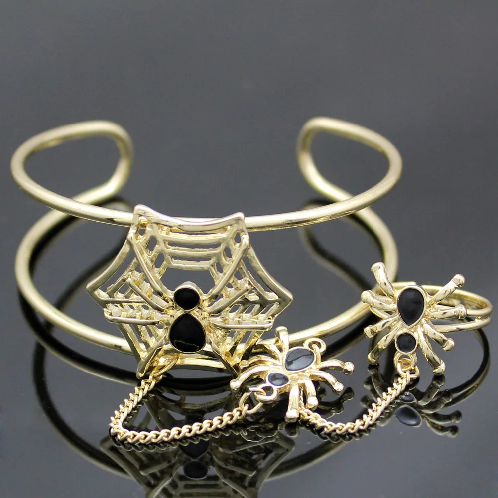 Spider Cuff Bracelet For Women Web Slave Chain Hand Harness Fashion Bangle Halloween Jewelry Girl Friendship Gift Accessories image 4