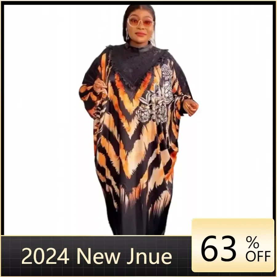 

African Dresses For Women Elegant Polyester 2024 New Muslim Fashion Abayas Dashiki Robe Kaftan Long Maxi Dress Turkish Africa