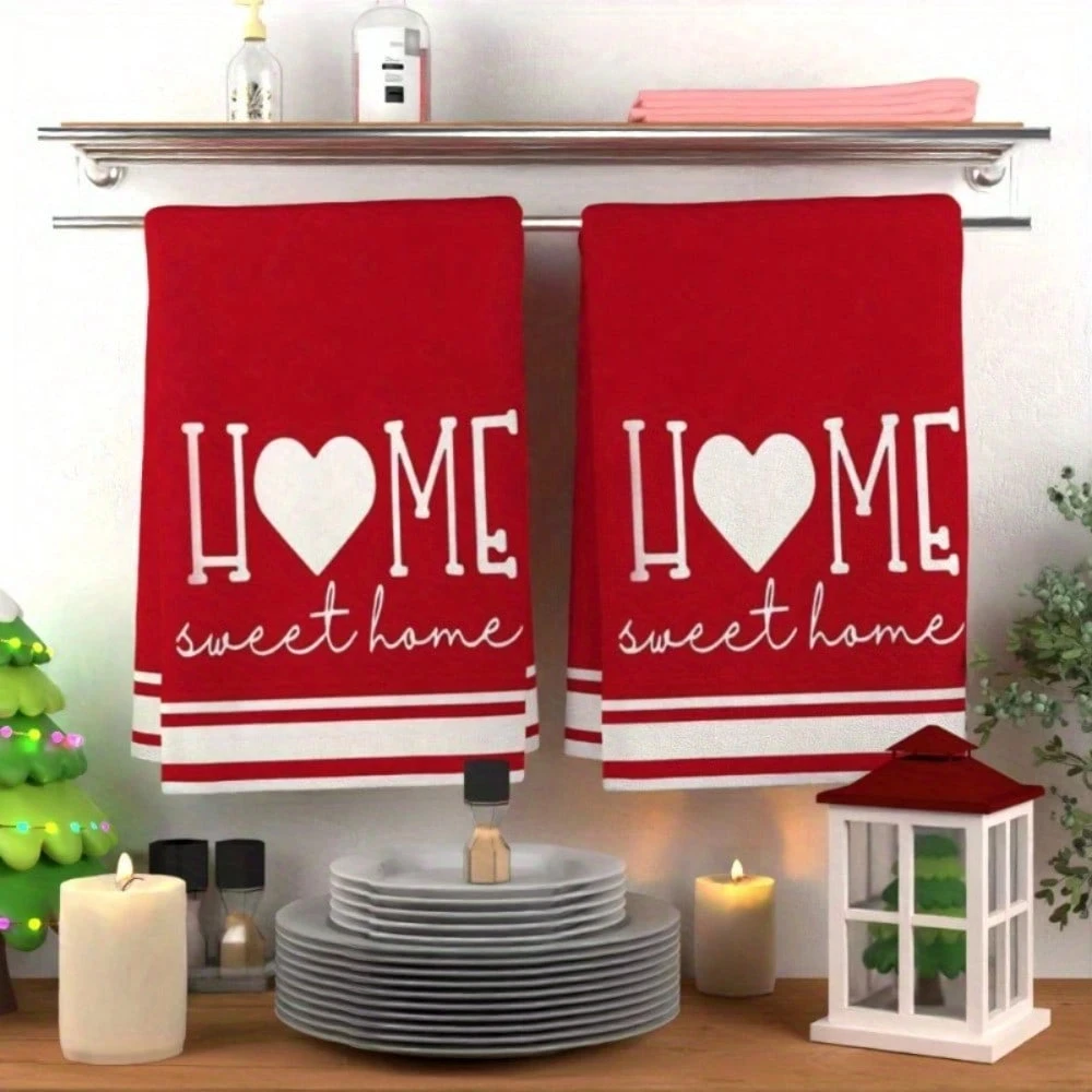 Soft Hand Towels (Red/White) - 