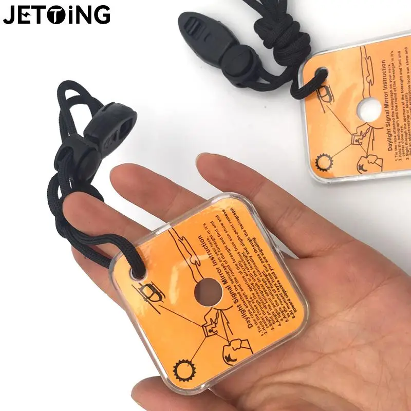 Miroir De Signalisation De Survie Acrylique – Avec Sifflet, Boussole Et Lanière, Outil Multifonction Randonnée Camping Urgence
