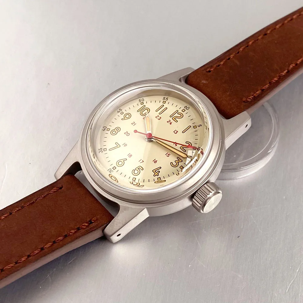 Miyota 8215 Tandorio 36mm Military 200M Diver Automatic Leisure Watch Men Luminous Cream Black Dial Domed Sapphire Vintage Clock