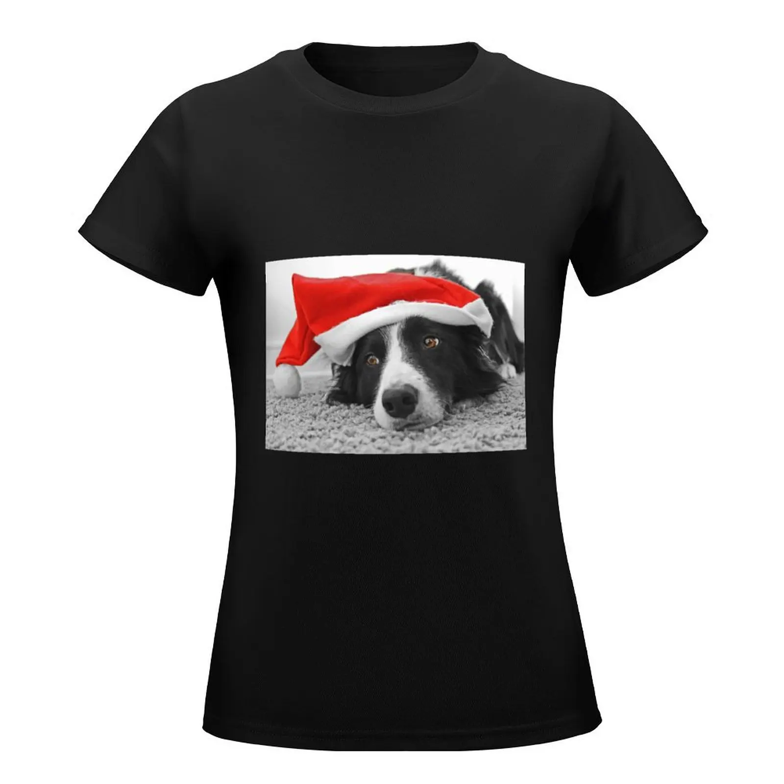 Border Collie Christmas Card - Santa's Little Helper T-Shirt korean fashion summer tops fashion woman blouse 2024