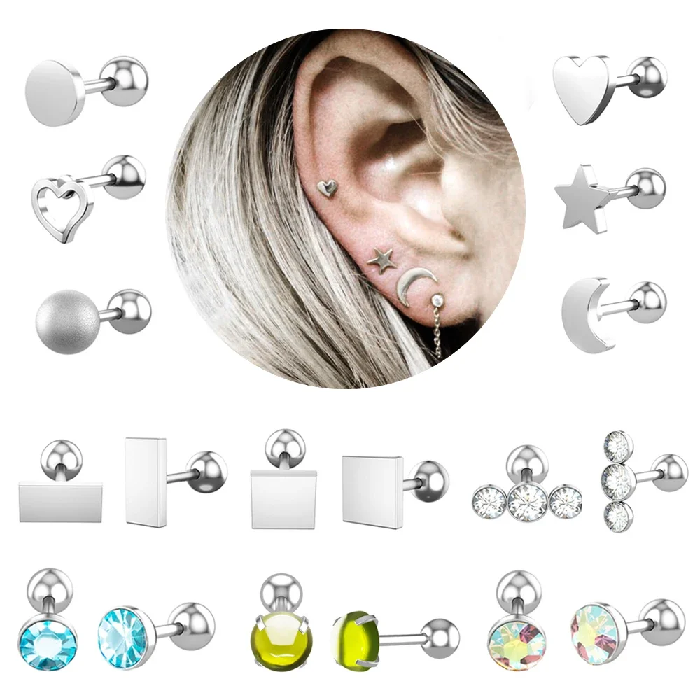 1 قطعة نجمة القلب فراشة على شكل الأذن الصغيرة ترصيع هيبوالرجينيك القرط مجوهرات الفولاذ المقاوم للصدأ ثقب القمر الأذن Oreja