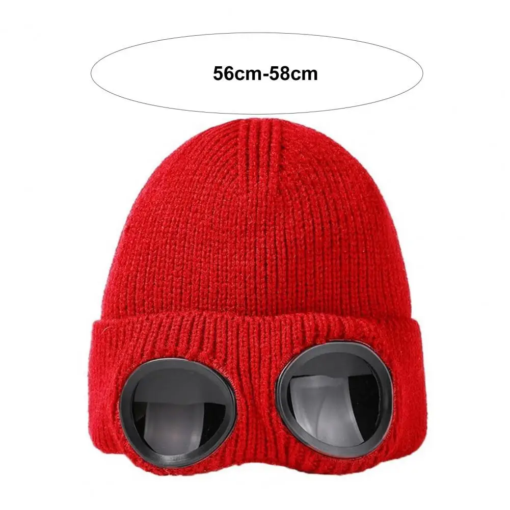 Stretchy Winter Hat Glasses Knitted Hat Windproof Winter Beanie Elastic Soft Warm Anti slip Ear Unisex Bomber Hat