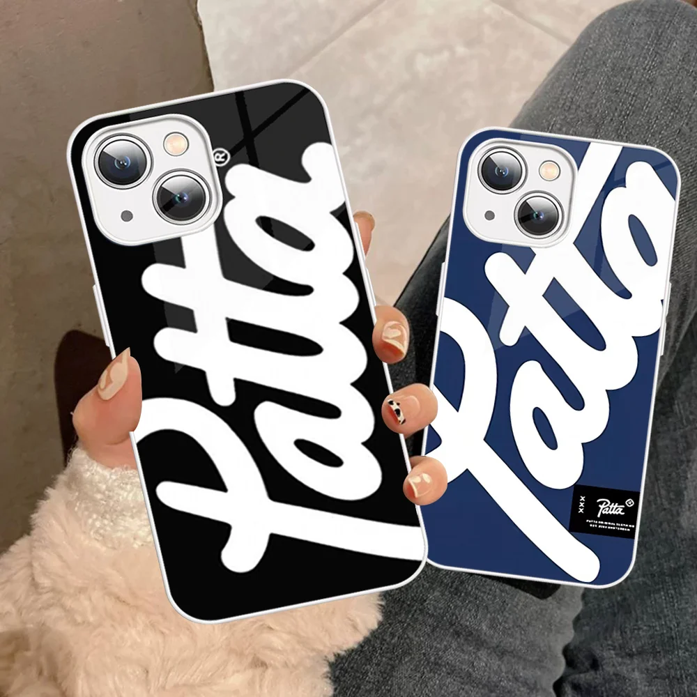 Fashion P-Pattas Phone Case Tempered Glass For iphone 14 13 12 11 Pro Mini XS MAX 14Plus X XS XR Cover