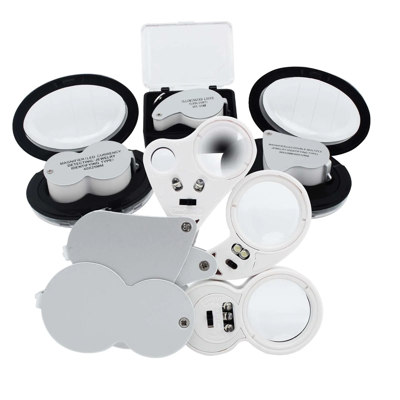 

60x 40X Foldable Jewelry Magnifying Glass with 2 LED MINI Magnifier Lens Diameter 25mm Jewelry Loupe for Stamp Jade Appreciation