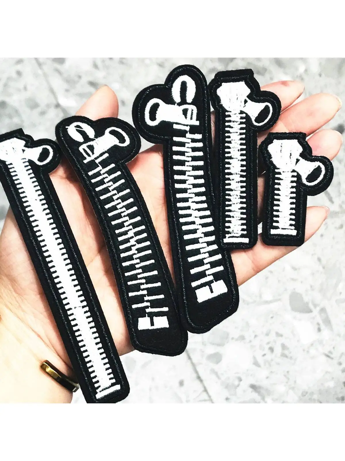 4 Uds. Cremallera negra DIY bordado planchado parche para ropa parche para mochila parche para insignia artesanías para el hogar, parches ropa, pegatinas, c