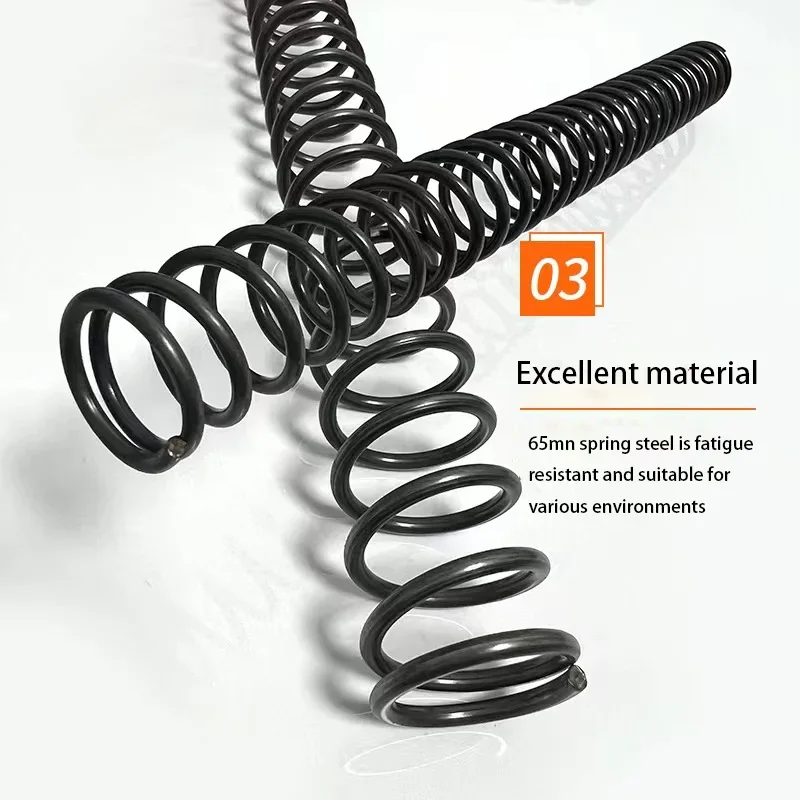 High Carbon Compression Coils for Industrial Machinery & Automotive-2.0mmWD 100-500mm Length 65MN Steel Long Springs 10-30mmOD