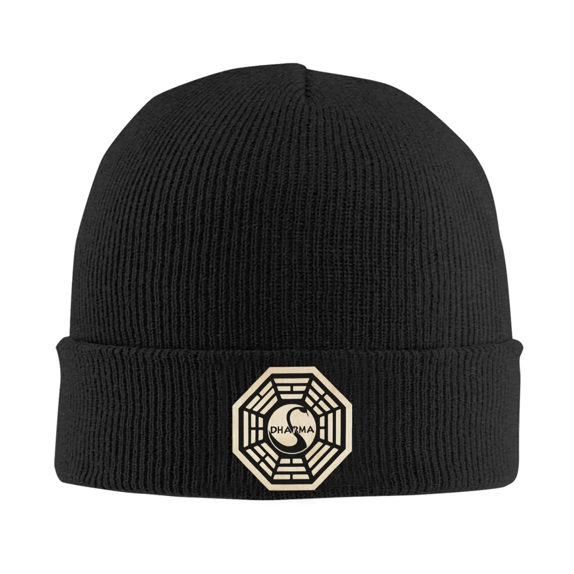 Dharma Initiative Logo Lost TV Show Bonnet Hats Beanie Hats Design Knit Hat Retro Female Male Outdoor Sport Thermal Elastic Cap