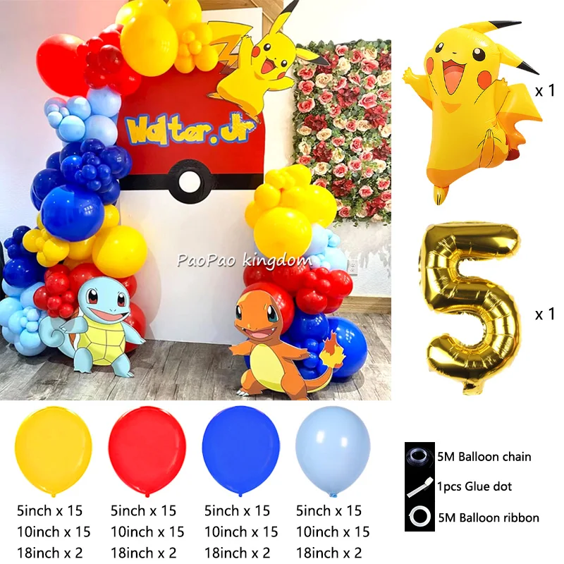 Liebliches Pikachu-Themen-Ballon-Dekorationsset Cartoon-Folienballons Blitzballon-Set Kindergeburtstags-Party-Deko-Zubehör – Detail 14