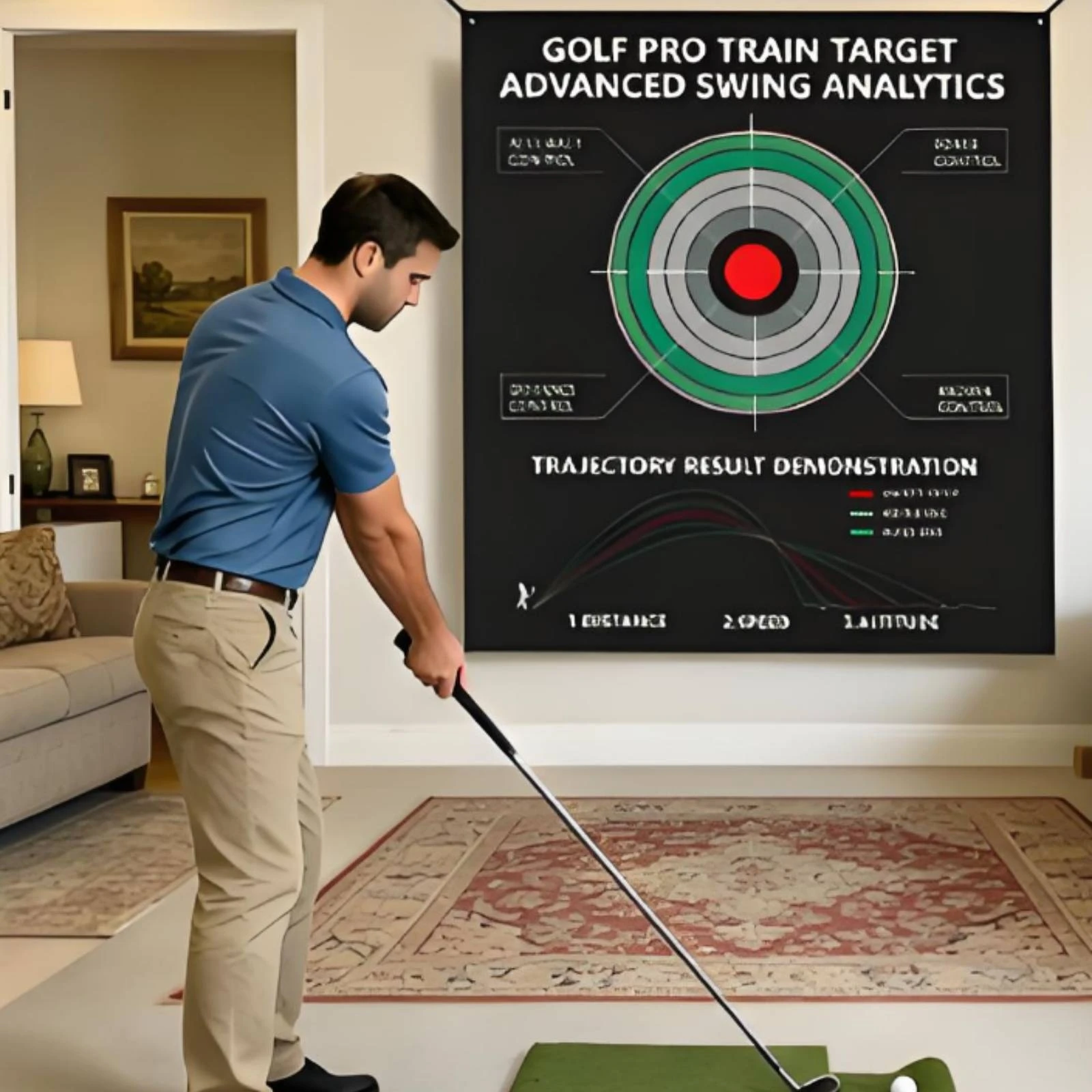 

Golf Net Target Cloth Hanging Golf Target Panel Sports Equipment Black Rectangular