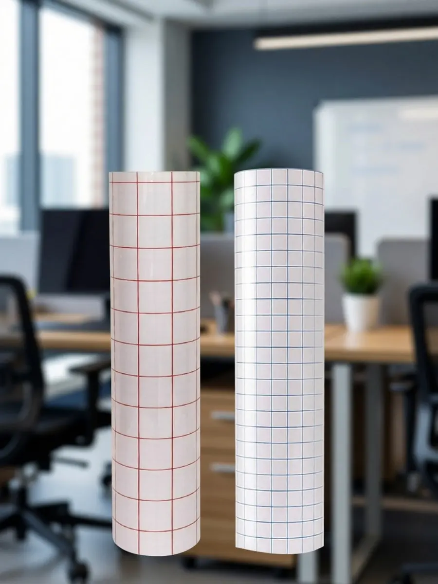 2Pcs Self Adhesive PVC Positioning Film Blue Red Grid Transfer Tape DIY Vinyl Transfer Sticker Application Tape for Signs