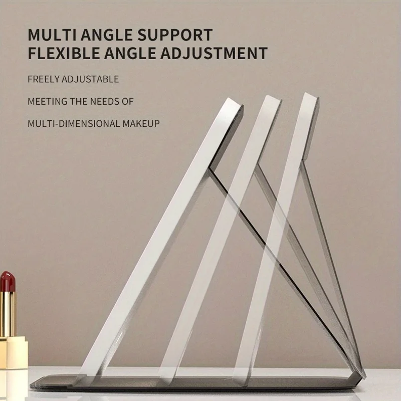 Espelho de maquiagem led 3 cores iluminação regulável com tela sensível ao toque dobrável espelho de maquiagem cosmética recarregável mesa para viagens para casa