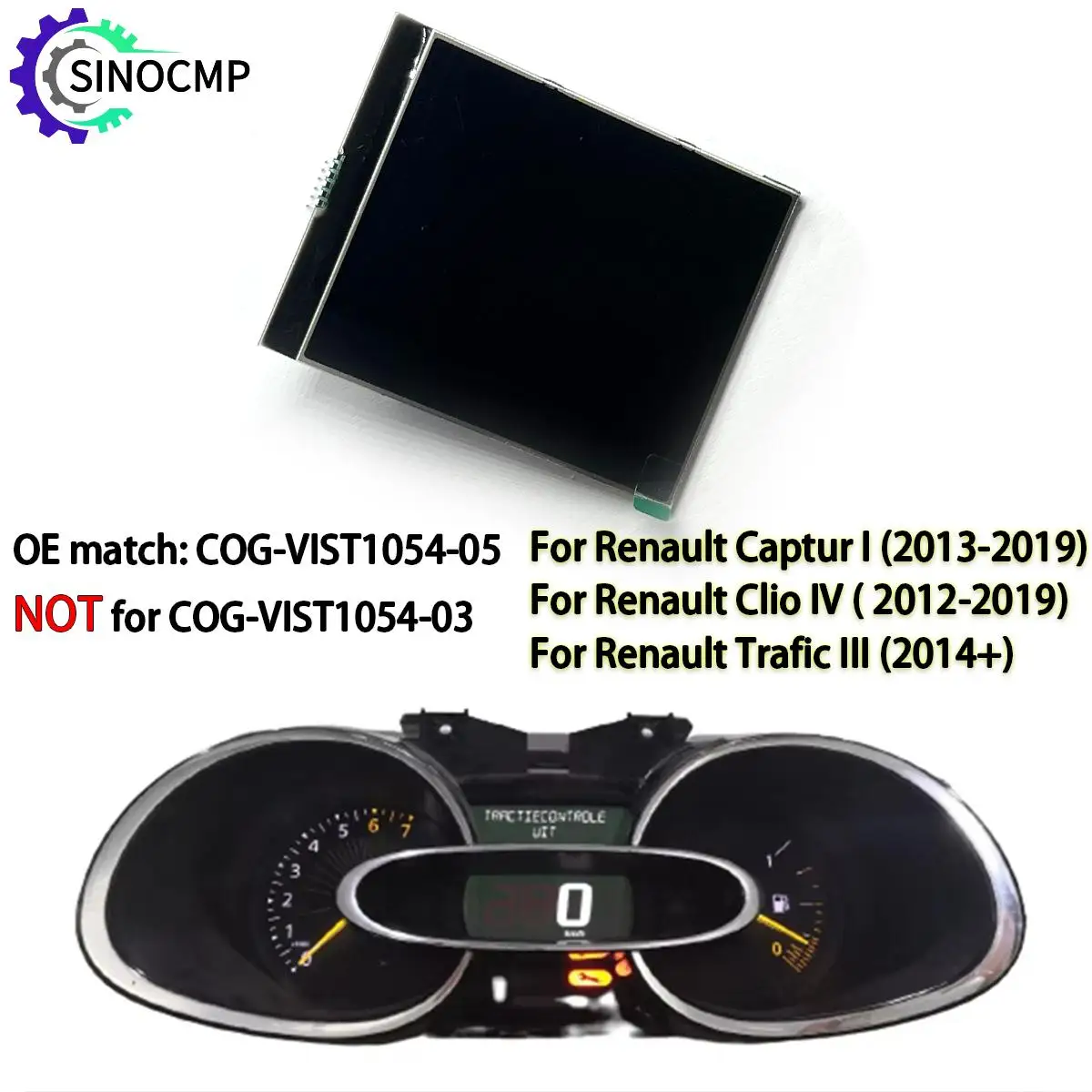Dashboard LCD Display Screen COG-VIST1054-05 For Renault Clio IV 2012-2019 Captur I 2013-19 Trafic III 2014+ Instrument Cluster